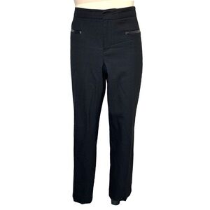 CLUB Monaco Black Trouser Wool Blend Lambs Leather Trim Pocket Straight Slim 8